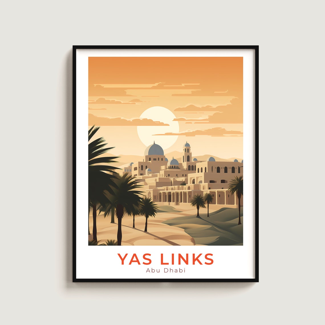 Yas Links Abu Dhabi Golf Club Sunset Palms Course Desert Travel Poster