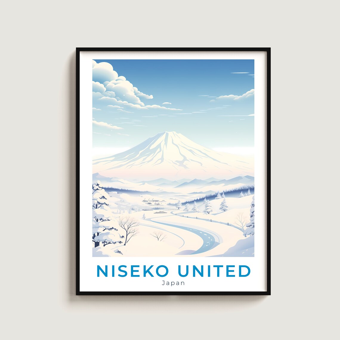 Niseko United Japan Powder Ski Mountain Snow Winter Travel Poster