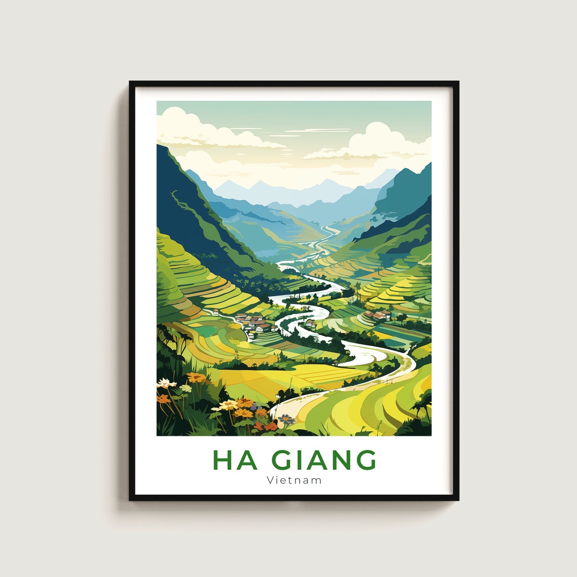 Ha Giang Vietnam Terraced Rice Fields Mountain Valley Poster