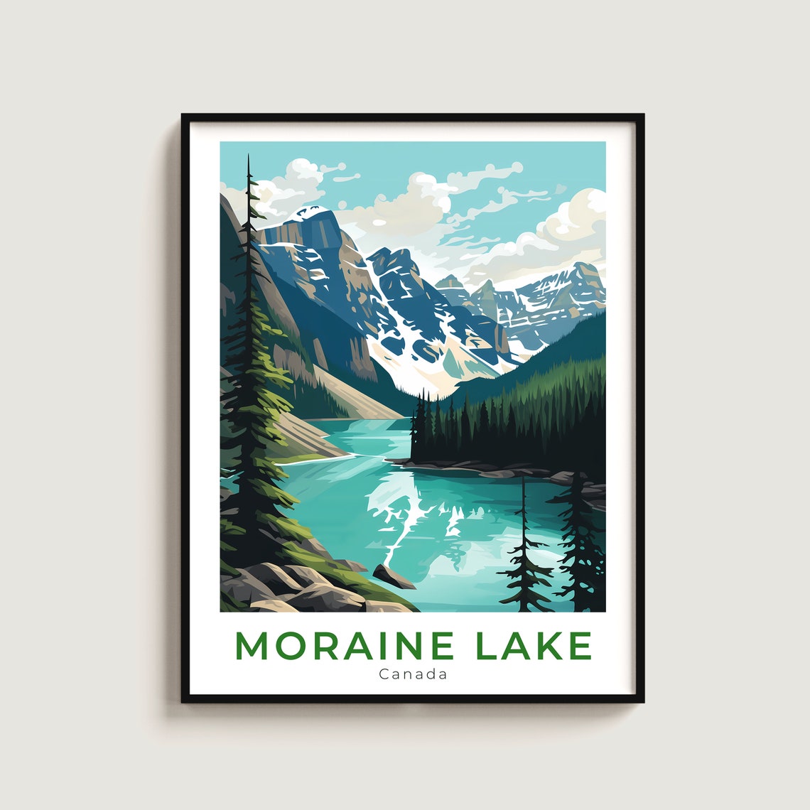 Moraine Lake Canada Turquoise Alpine Lake Peaks Travel Art Poster
