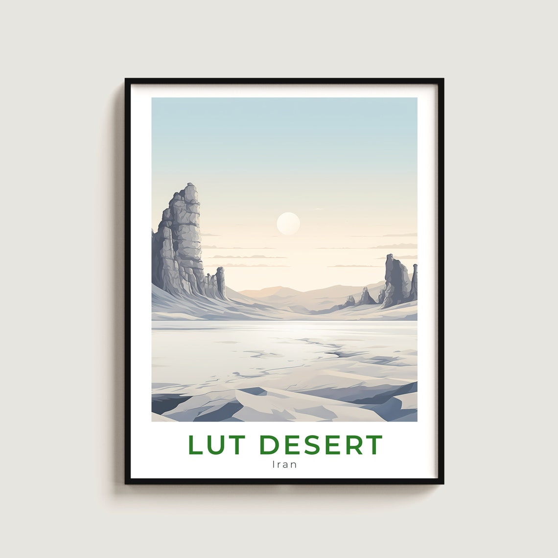 Lut Desert Iran Pale Dunes Rock Formations Minimal Sunrise Poster