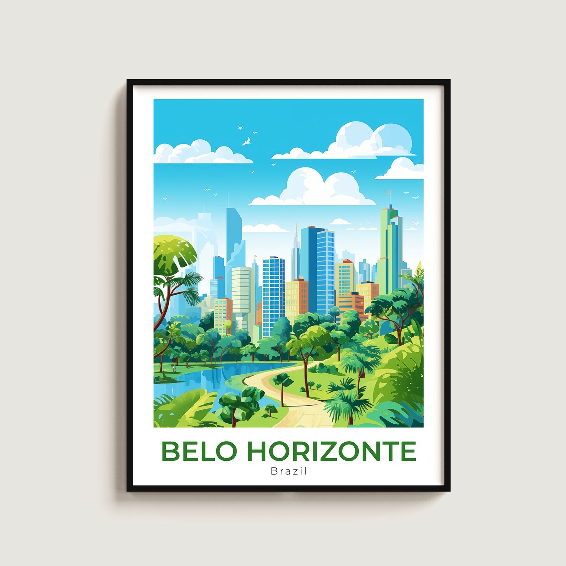 Belo Horizonte Travel Poster Wall Art Gift Brazil Print Home Decor Lovers Hanging