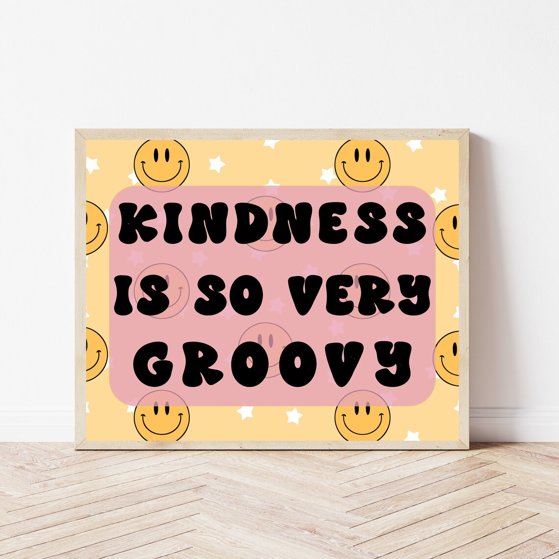 Retro Classroom Sign Kindness Print, Groovy Boho