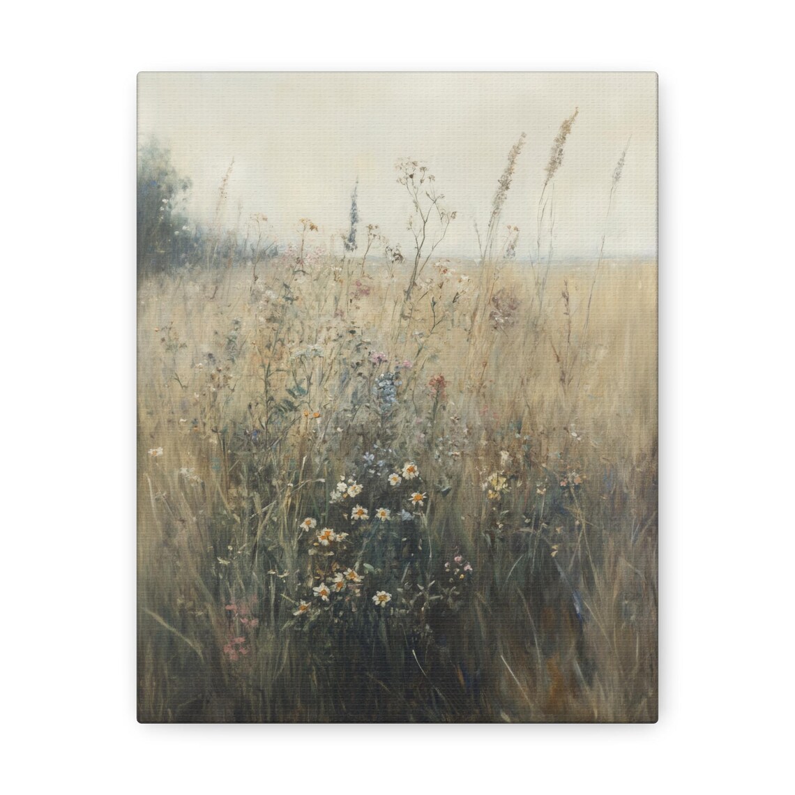 Misty Wildflower Meadow Tall Grass Vintage Countryside Field Poster - Image 3
