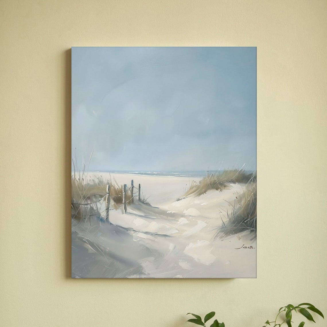 Minimalist Sand Dune Path to Beach Soft Neutral Coastal Poster