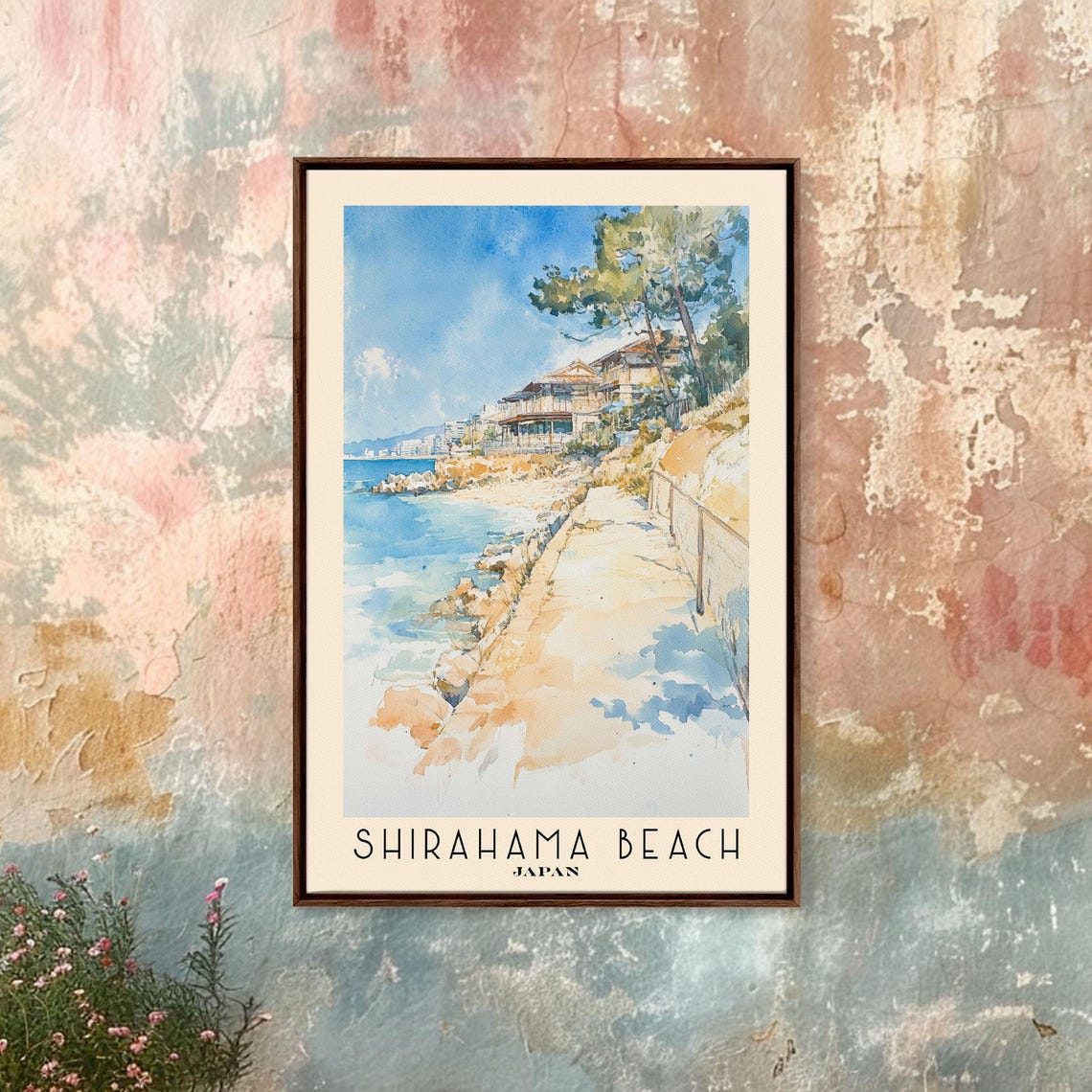 Shirahama Beach Japan Seaside Promenade Rocky Shore Pine Trees Poster - Image 4