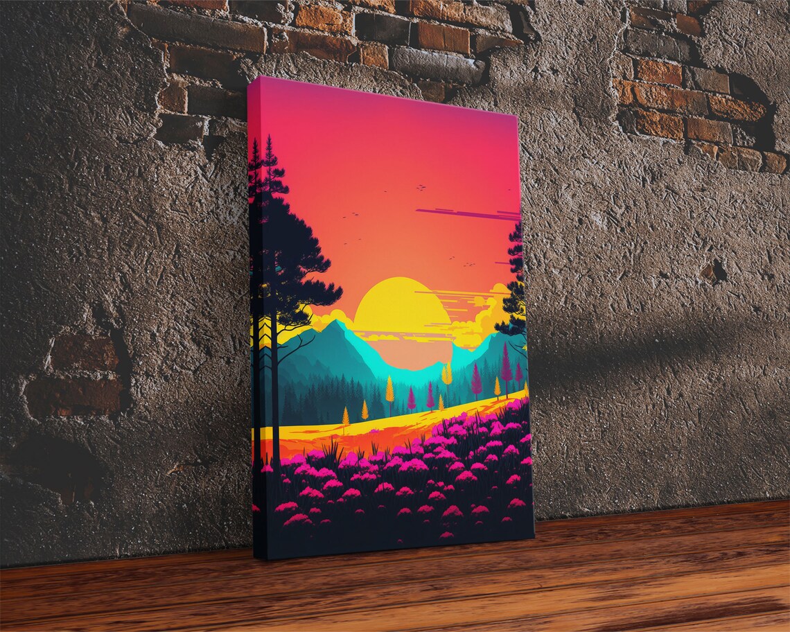 Retro Pop Art Landscape, Surrealist Psychedelic Art - Image 2