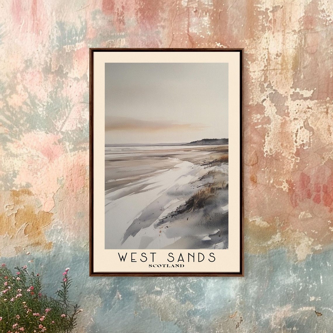 West Sands Scotland Wide Pale Beach Dunes Soft Sky Watercolor Poster - Image 4