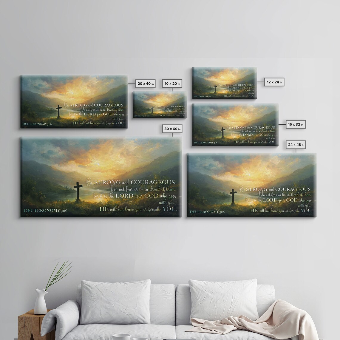 Deuteronomy 3:16 Be Strong and Courageous Verse Art Print - Image 2
