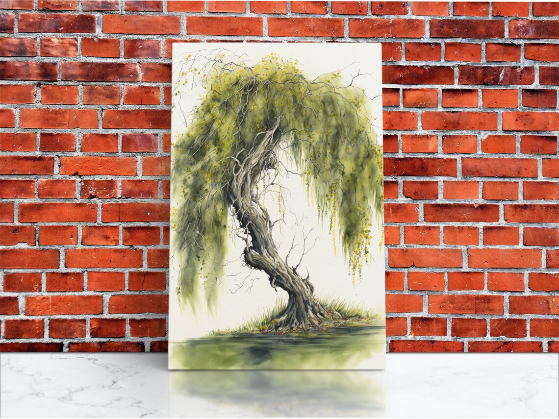 Weeping Willow Tree Watercolor Wall Art Print - Image 3