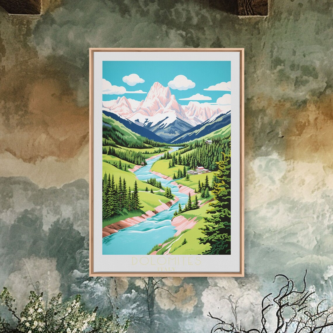Dolomites Framed Print Travel Poster Original Wall Art Home Decor Gift For Travel Lover Wall Hanging - Image 4