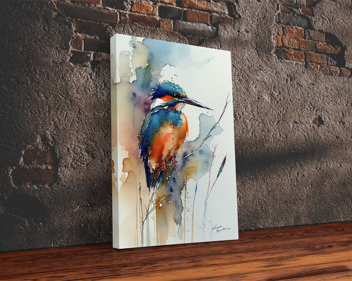 Kingfisher Watercolor Art Print, Bird Painting - Image 2