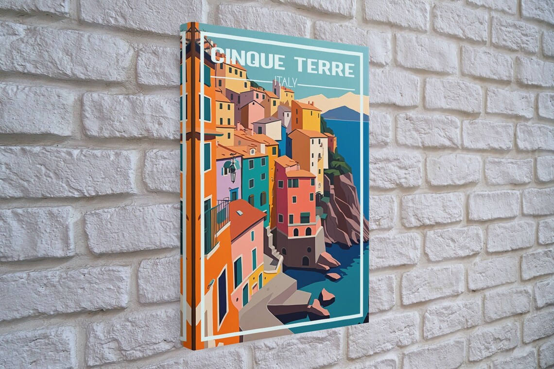 Cinque Terre Italy Travel Poster, Coastline Art Print - Image 4