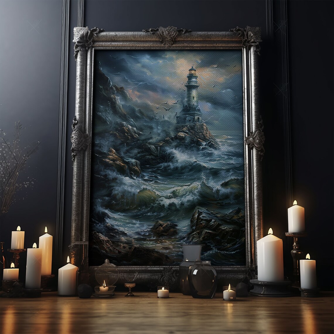 Haunted Lighthouse Halloween Art Print, Spooky Decor - Image 5