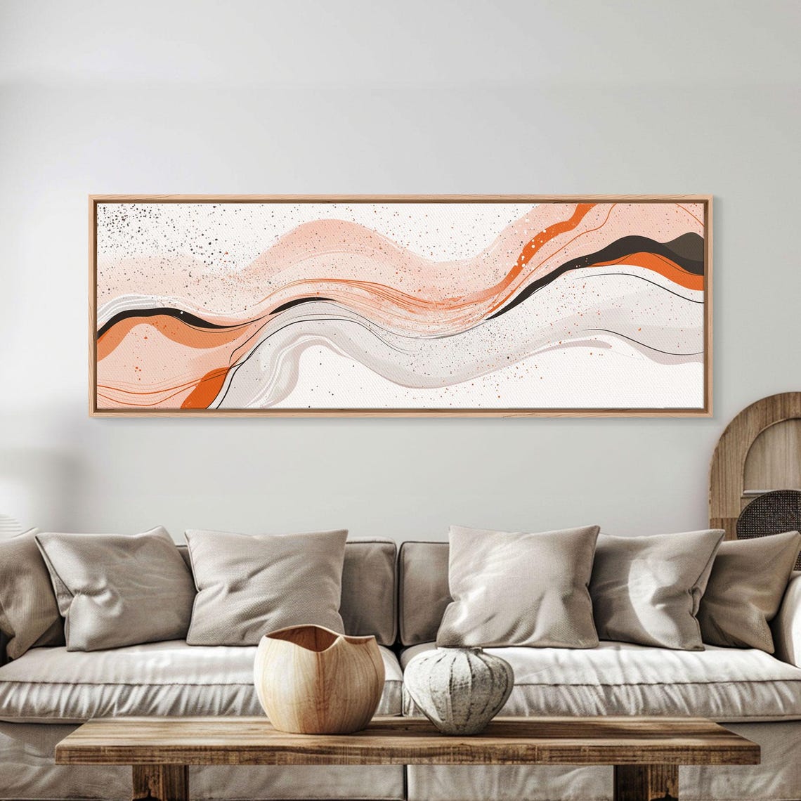 Beige Abstract Swirl Lines With Terracotta Black Minimalist Art Poster - Image 4