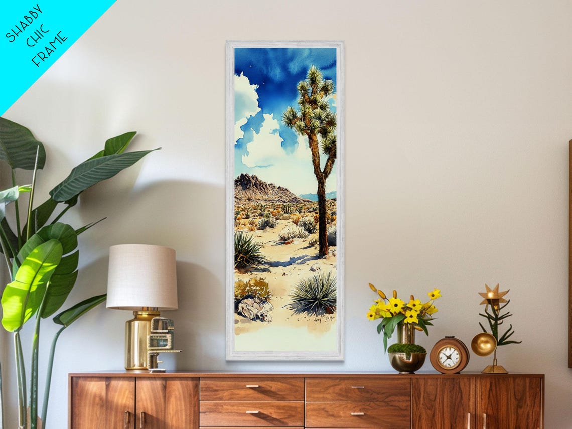 Retro Joshua Tree Desert Mountain Vista Bright Sky Southwest Wall Art - Image 6