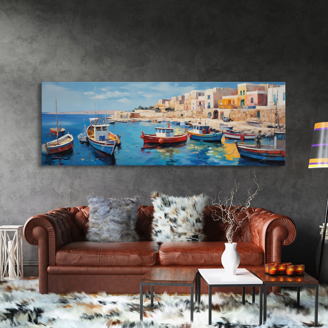 Moroccan Fishing Village At Sunset Watercolor Art Print - Image 3