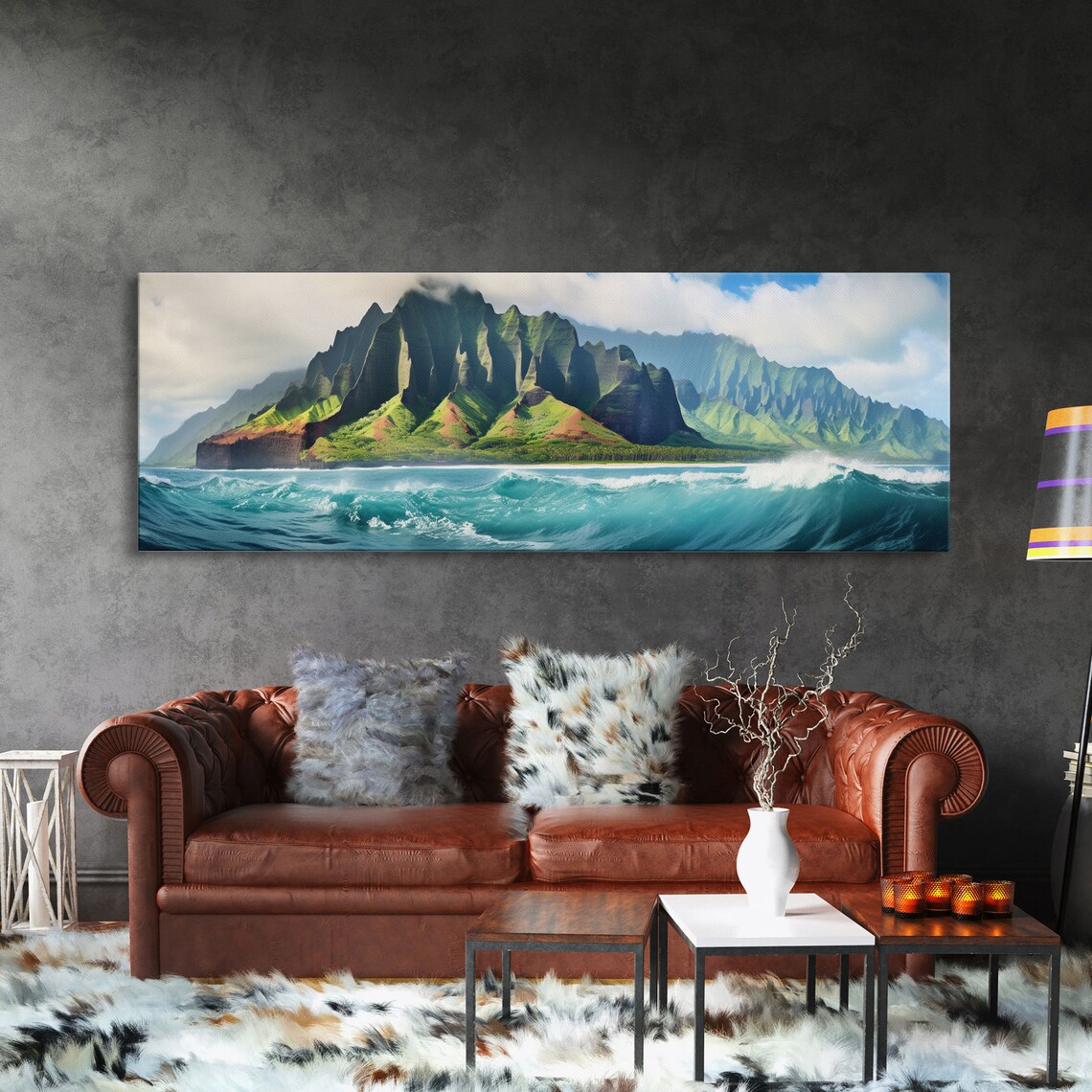 Na Pali Coast Hawaii Panoramic Landscape Art Print