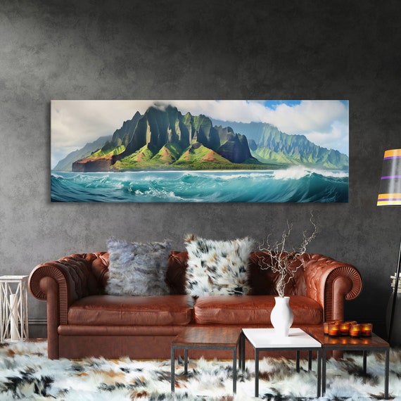 Na Pali Coast Hawaii Panoramic Landscape Art Print