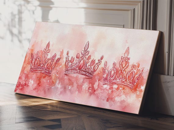 Crown Art Framed Print Light Pink Wall Art Glam Royal Decor Feminine Gift Idea Elegant Cottagecore Living Room Aesthetic Accent