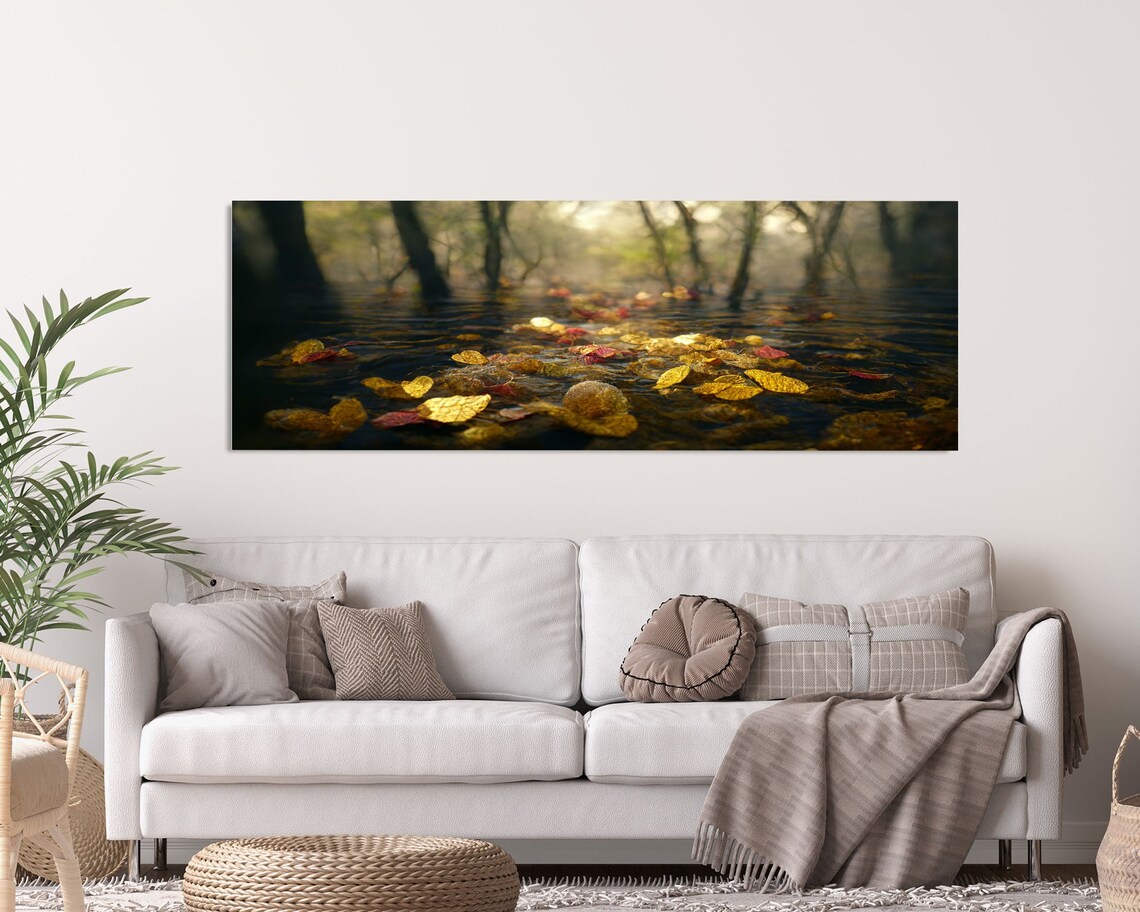 Wet Leaves Stream Forest Autumn Wall Art Print - Image 4