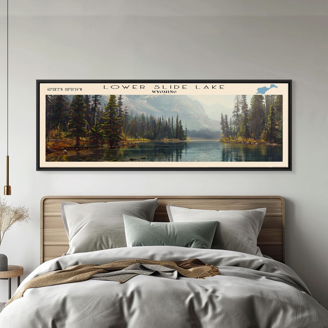 Lower Slide Lake Wyoming Towering Spruce Misty Mountain Mirror Poster - Image 4