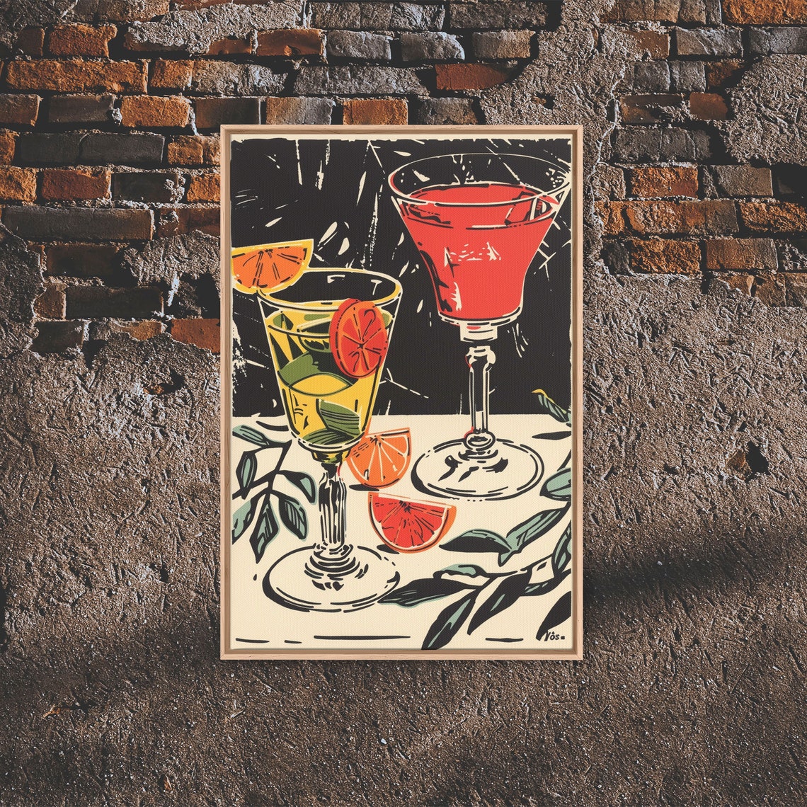 Retro Cocktail Duo Yellow And Red Drinks Vintage Bar Wall Poster - Image 5