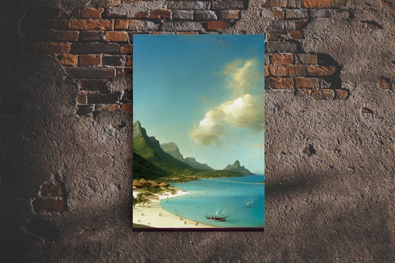 Tropical Beach Art Hawaii Beach Wall Art Framed Print Ready To Hang Painting Print Framed Decor