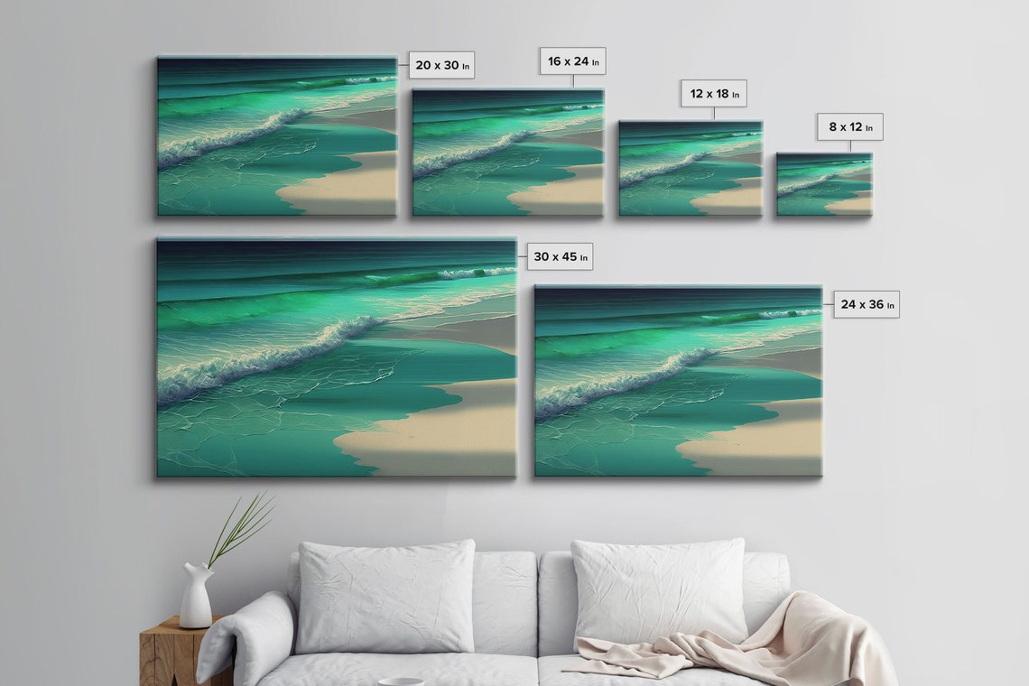 Emerald Green Waves Art Print - Image 2