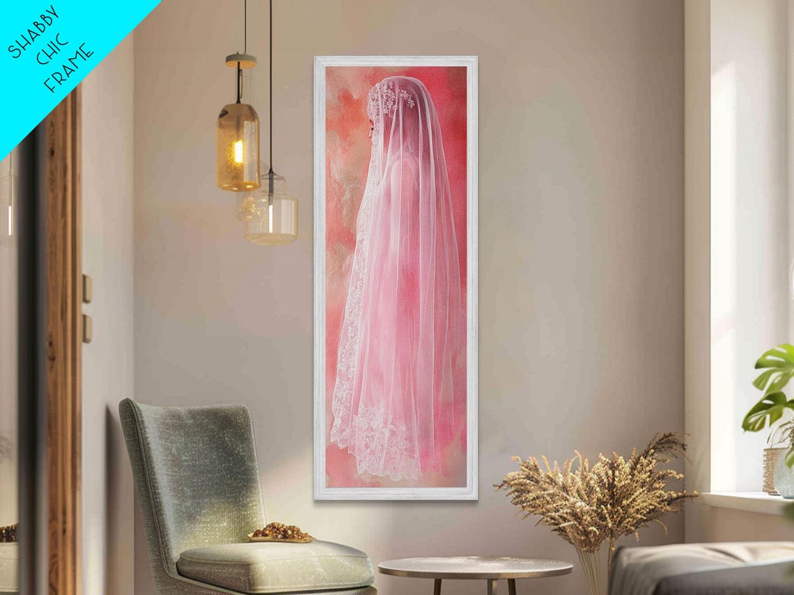 Delicate Bridal Veil Pink Watercolor Romantic Feminine Wall Poster - Image 6