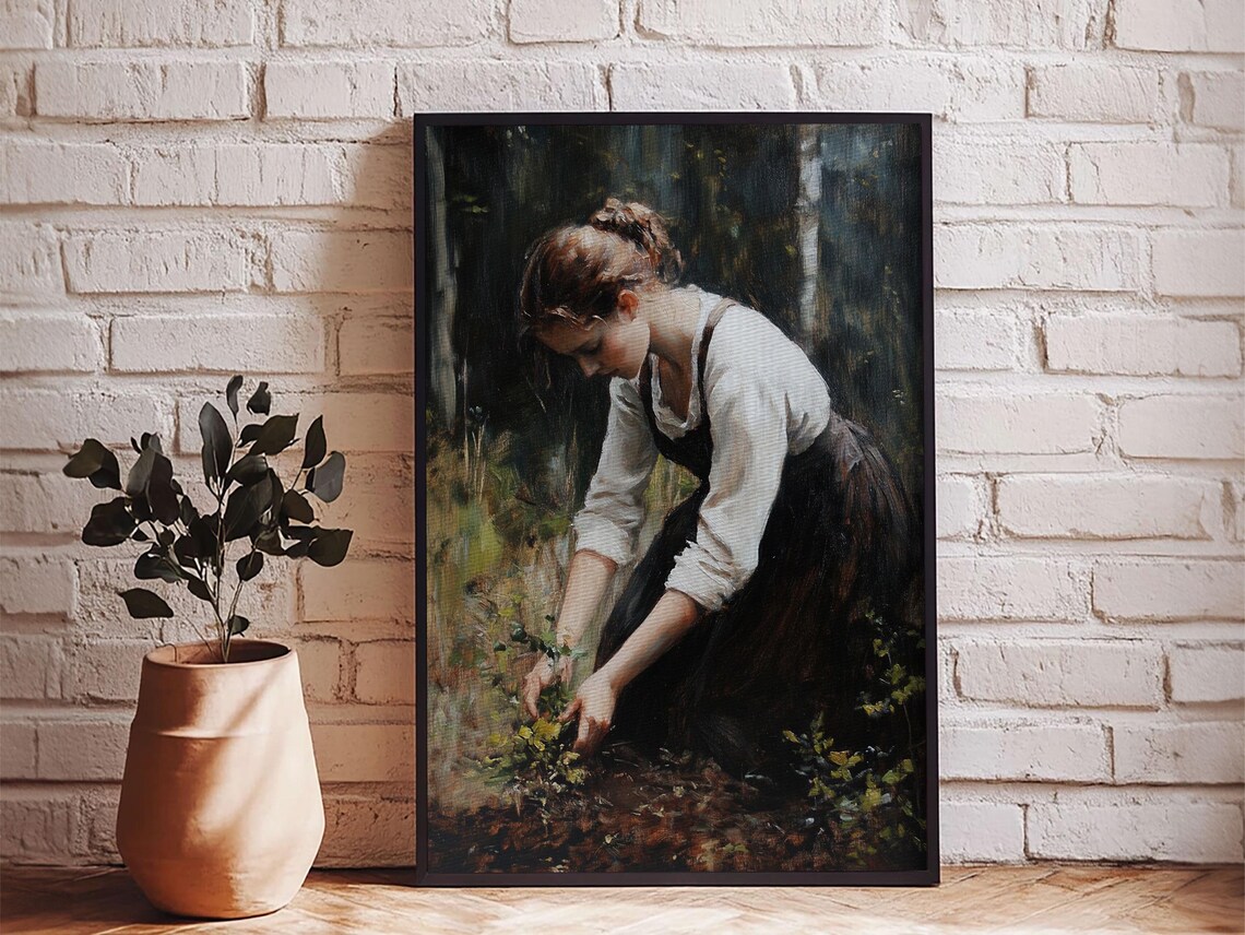 The Woman In The Garden Painting Print Coquette Style Wall Art Vintage Garden Print Print Wall Art Abstract Wall Art - Image 5