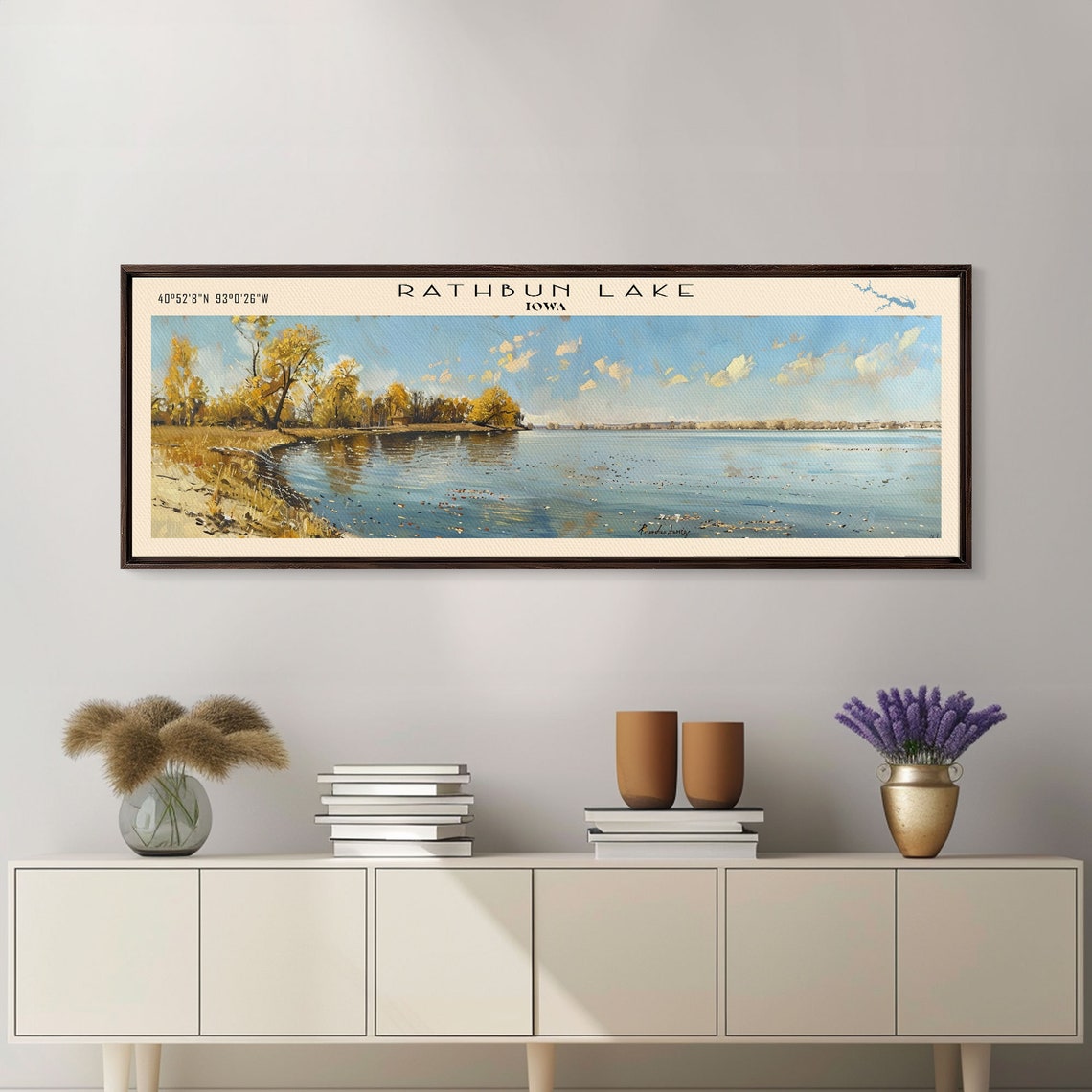 Rathbun Lake Iowa Golden Autumn Trees Sunny Shore Travel Poster - Image 4