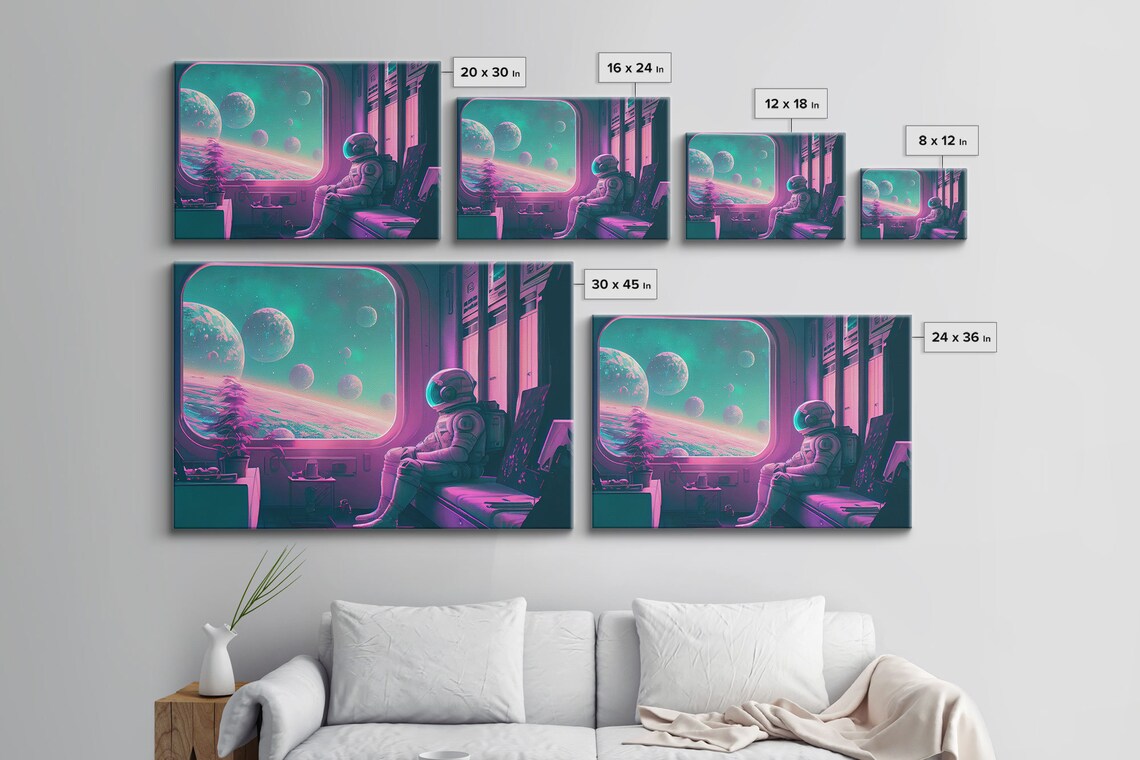 Vaporwave Astronaut Riding The Space Train Art Print - Image 2