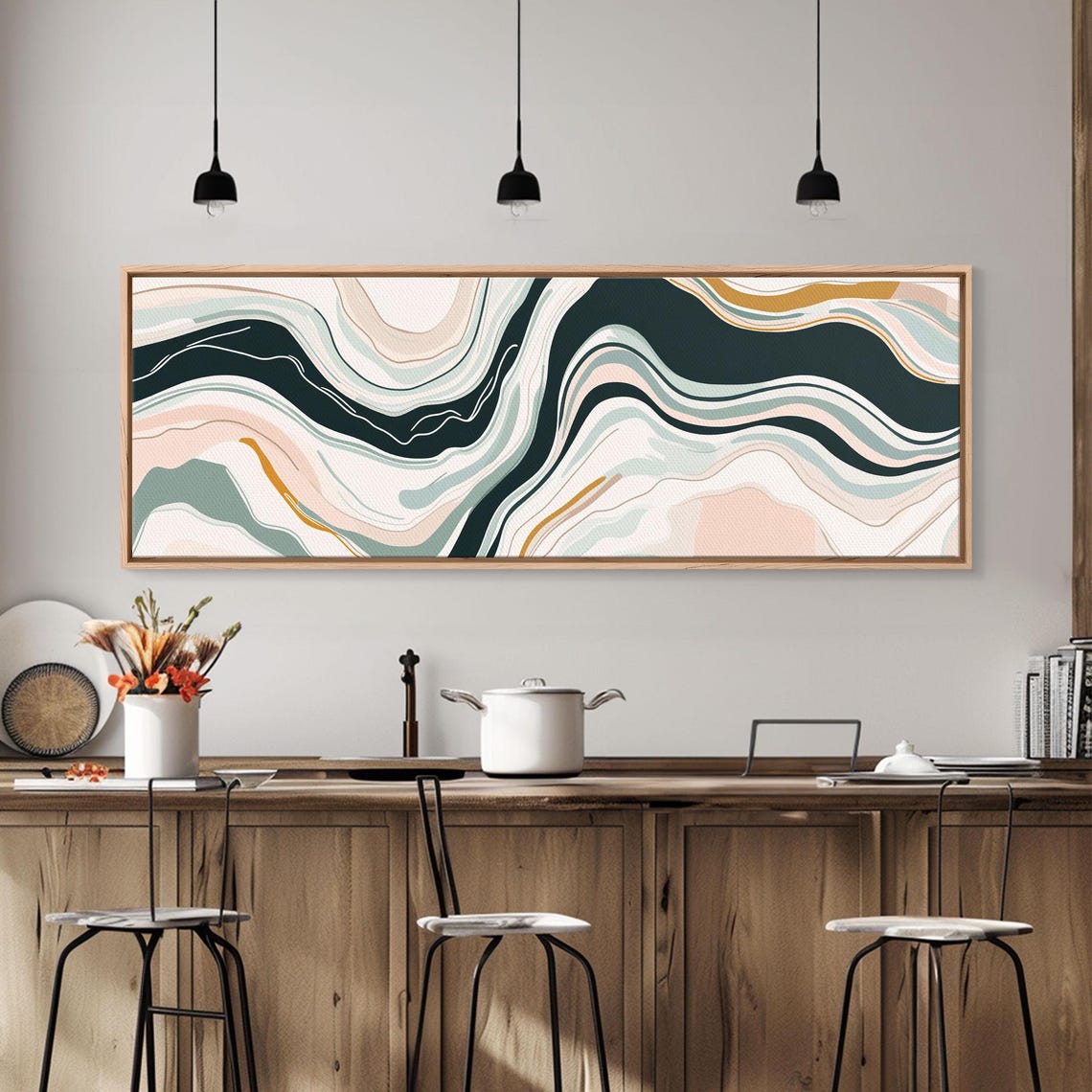 Pastel Marble Waves Swirl Abstract Boho Minimalist Wall Art Poster - Image 2