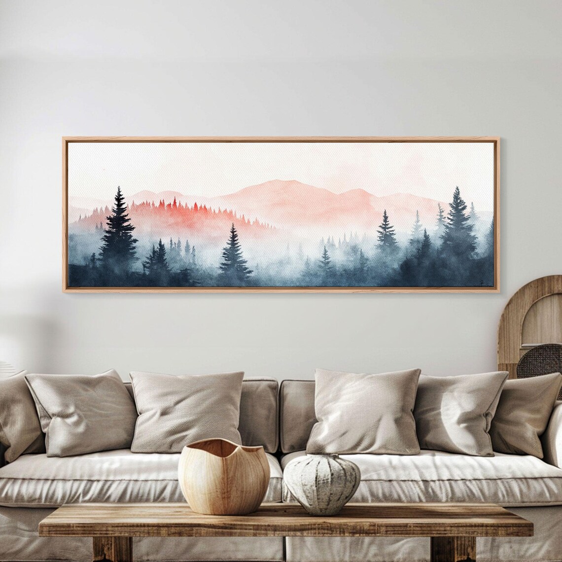 Misty Mountain Panoramic Print Wood Framed Wall Art Dark Moody Home Decor Fog Over The Blueridge Mountains - Image 4