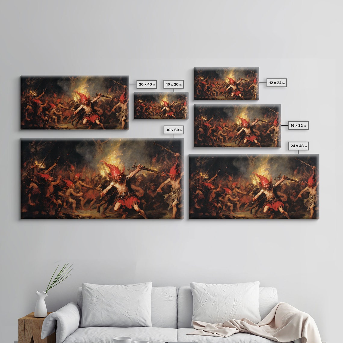 Demons Reveling In Firelight Classic Oil Painting Style Poster - Image 4