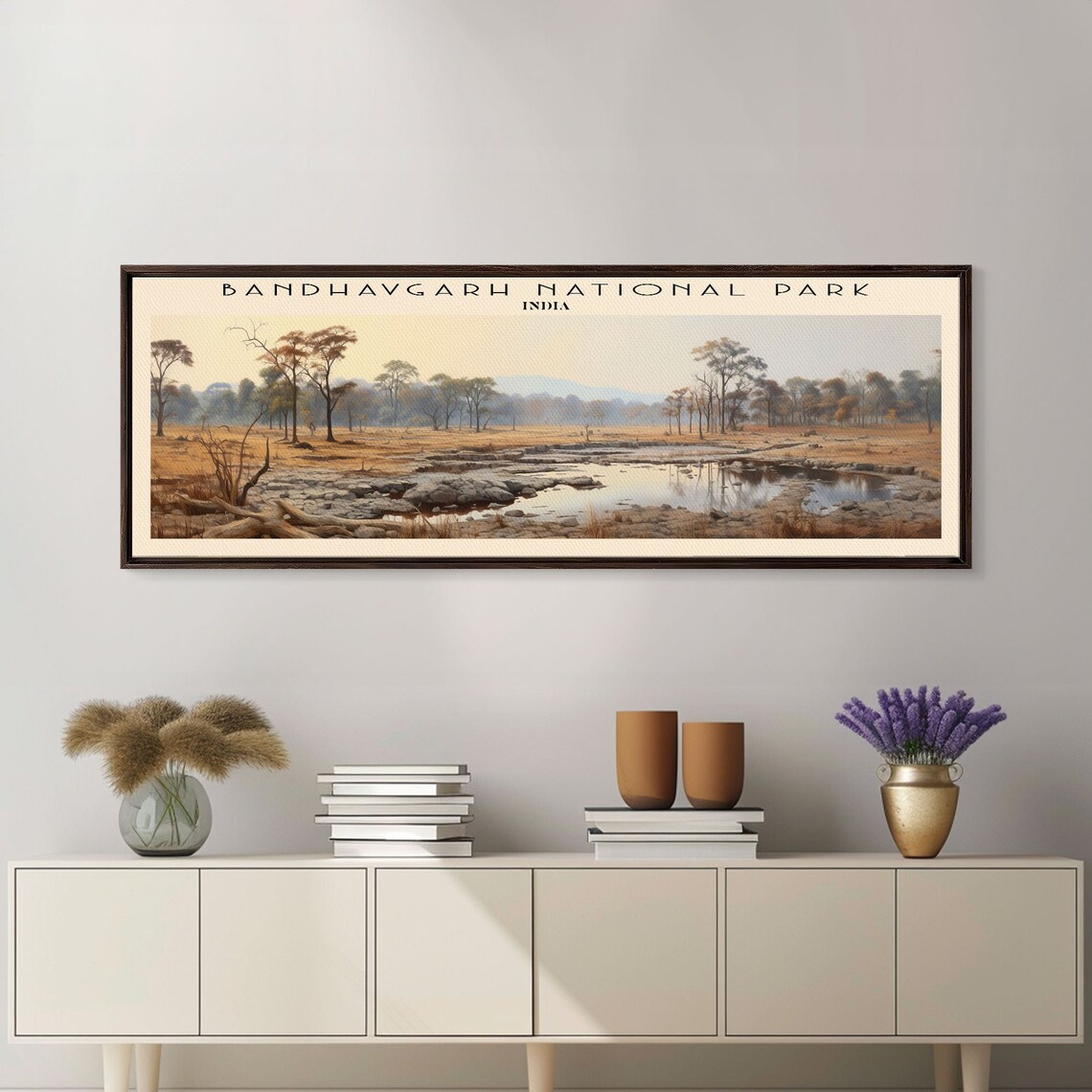 Bandhavgarh National Park India Golden Savanna Waterhole Travel Poster - Image 2