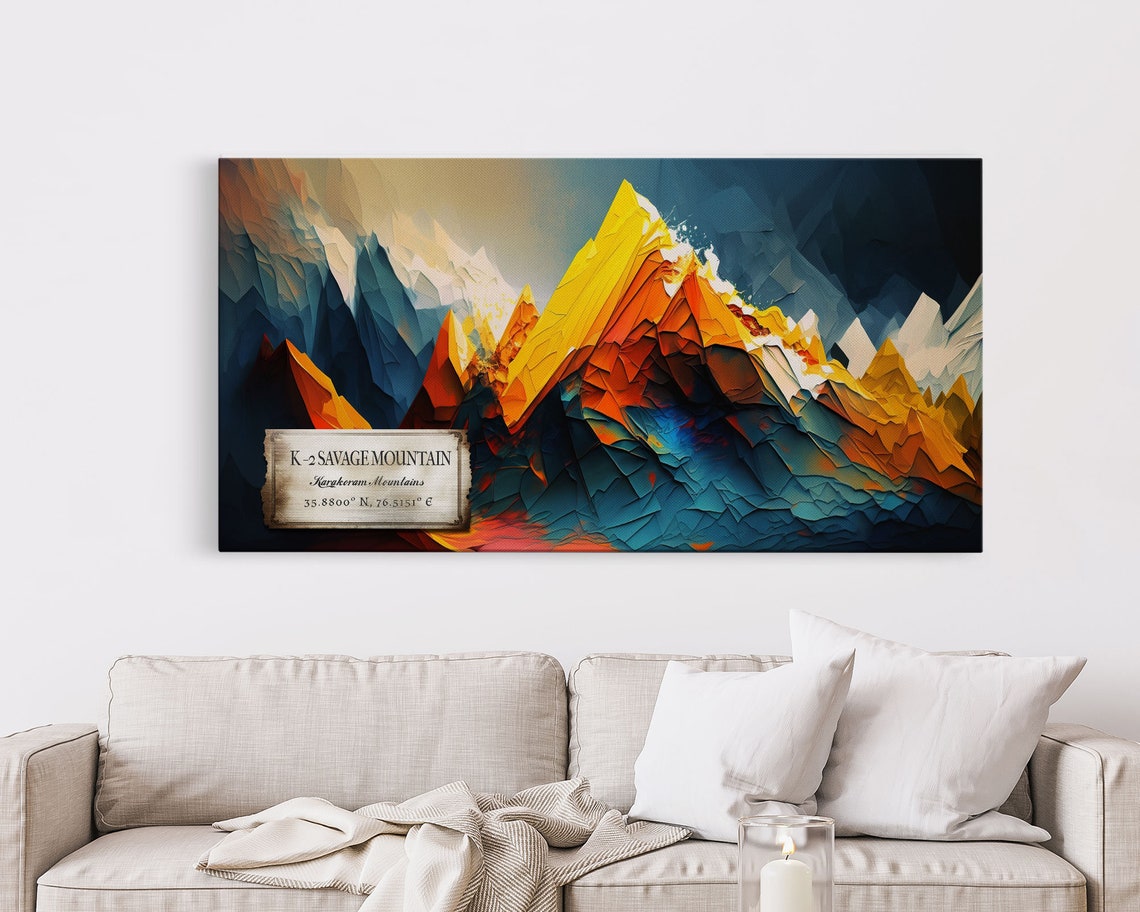 K 2 Savage Mountain Framed Wall Art Travel Poster Travel Art Mountain Painting Print - Image 5