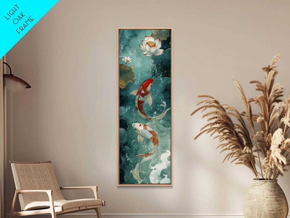 Wabi Sabi Koi Fish Art Print, Japanese Style Accent Piece