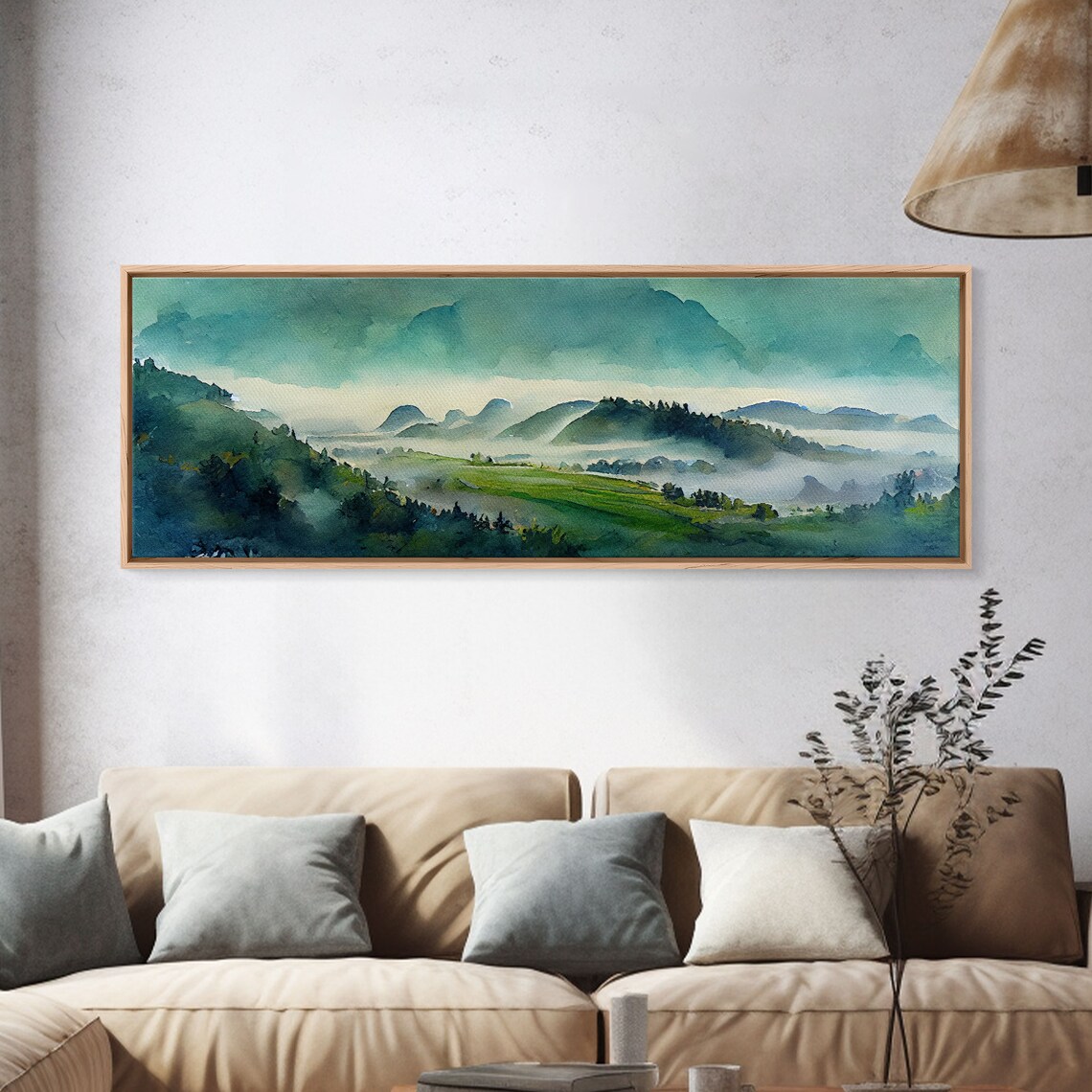 Emerald Green Landscape Watercolor Art Print - Image 4