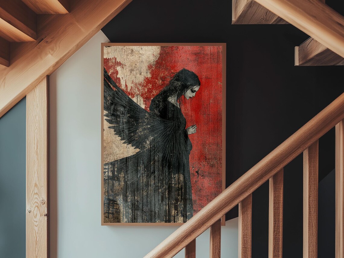 Gothic Angel Dark Art Print, Moody Abstract Decor - Image 5