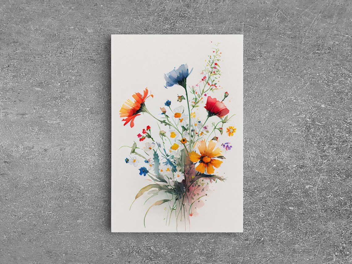 Colorful Wildflowers, Botanical Floral Art Print