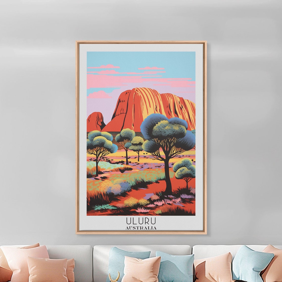 Uluru Australia Red Monolith Desert Bush Sunset Colors Poster - Image 3