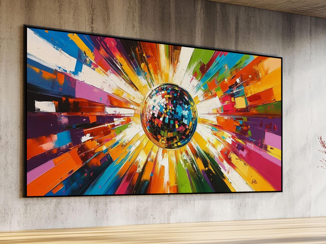 Colorful Disco Ball Explosion Abstract Pop Art Painting Wall Poster - Image 5