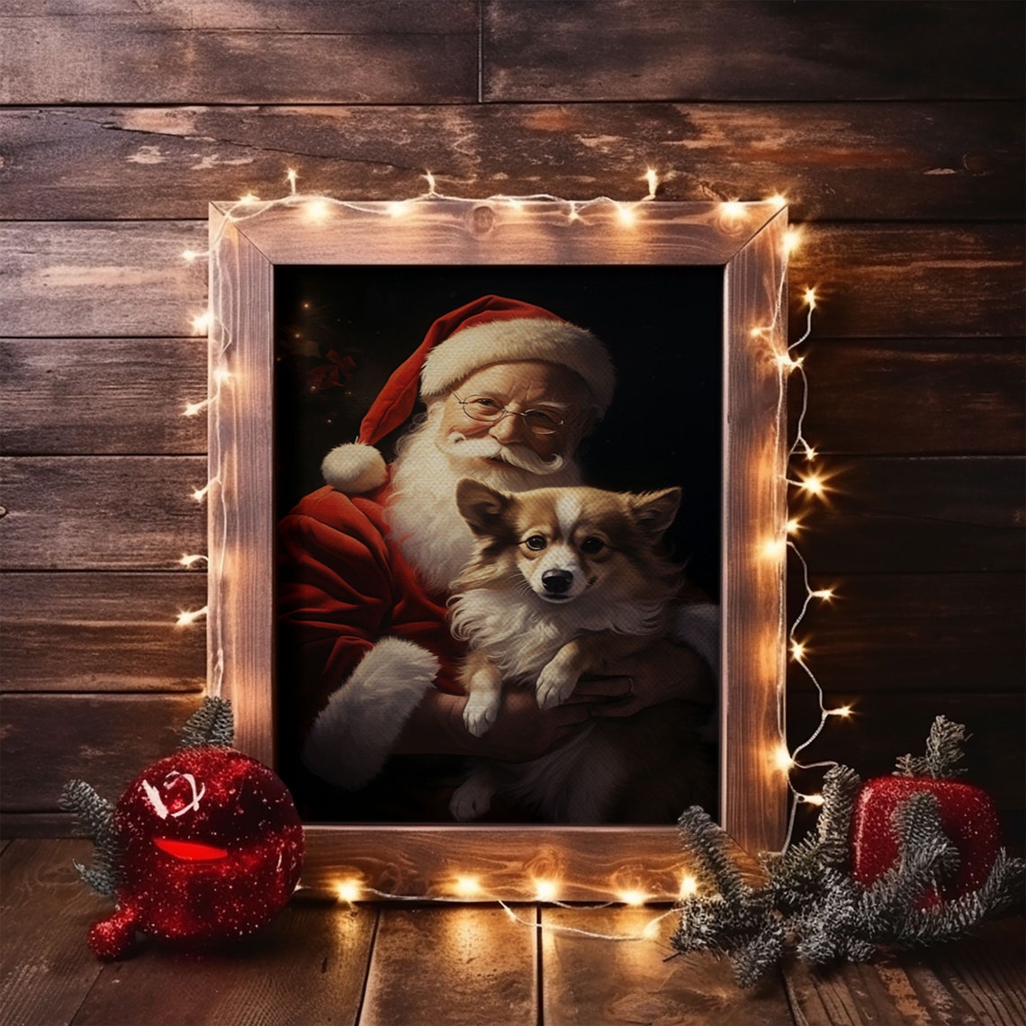 Santa Claus And His Corgi Christmas Wall Art Christmas Dog Winter Wall Art Santa Decor Santa Art Print Farmhouse Christmas - Image 6