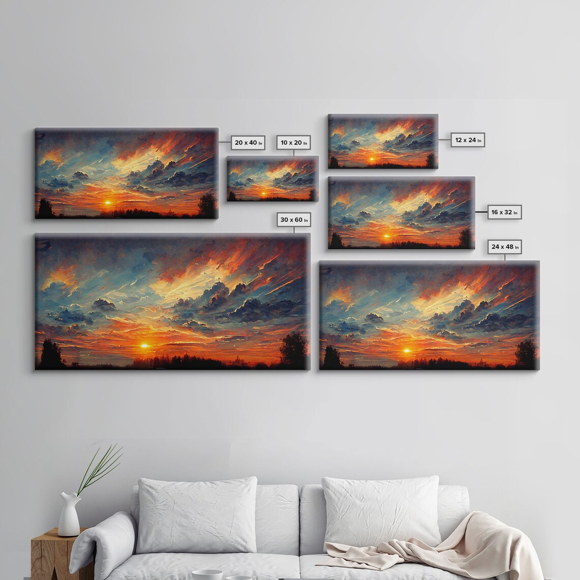 Mountain Sunset Oil Painting, Nature Landscape Art Print - Image 2