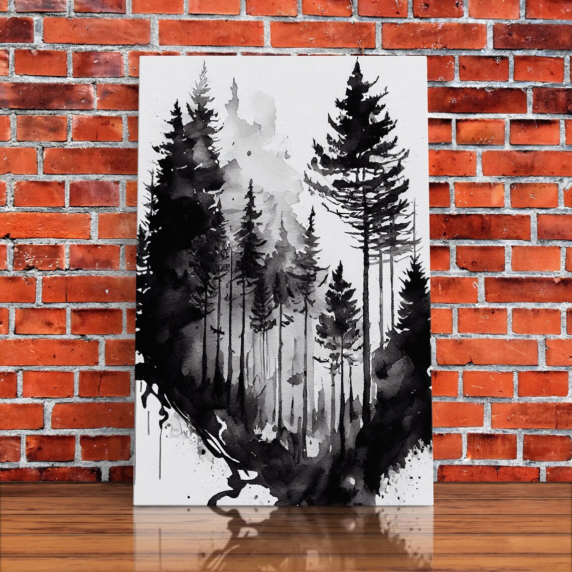 Black And White Forest Watercolor Wall Art Print - Image 5