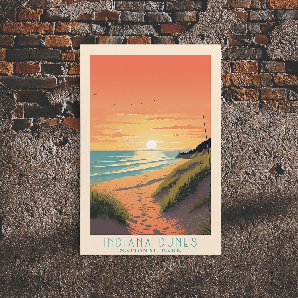 Indiana Dunes National Park Travel Poster Art Print Wall Art Indiana Travel Art Midcentury Modern Travel Decor Wall Art - Image 6