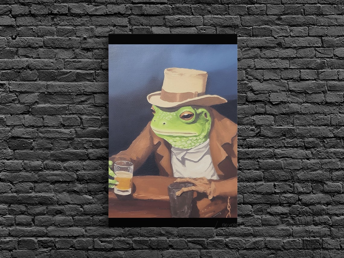Sad Cowboy Frog Havin A Beer Cowboy Frog Framed Print - Image 4