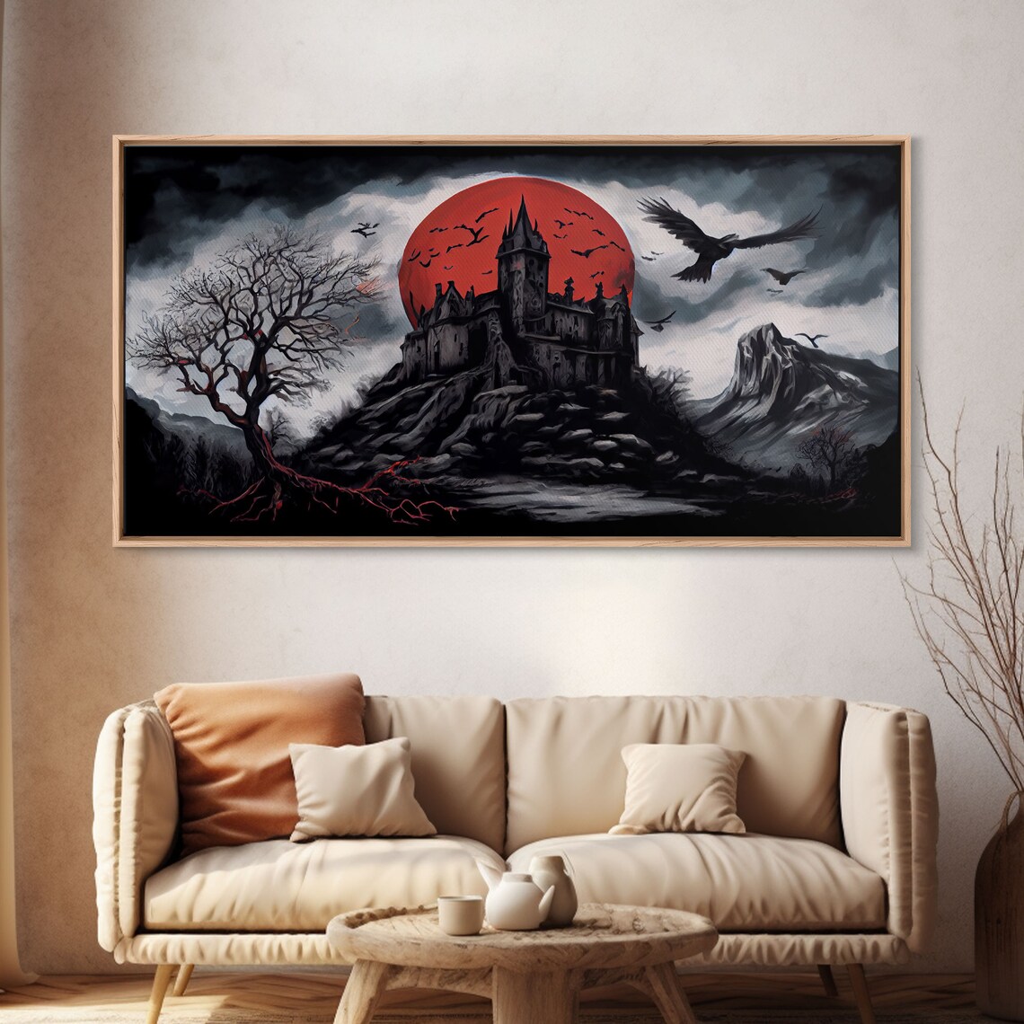 Haunted Castle and Blood Moon Gothic Art Print - Image 4